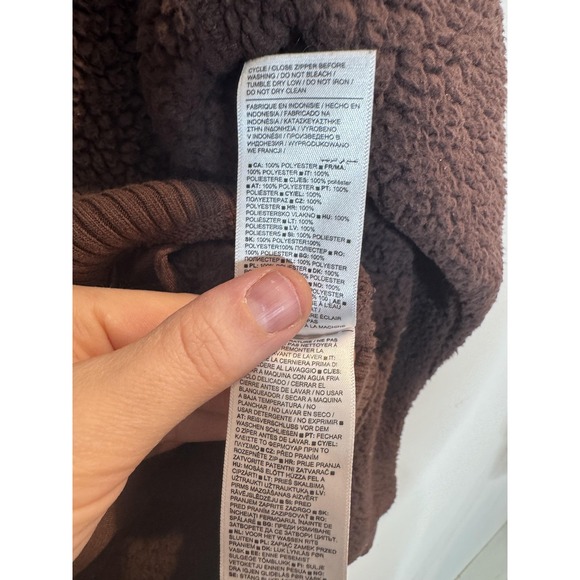 Athleta Jacket Womens Medium Brown Sherpa Fleece Full Zip Cozy Warm Casual - Picture 6 of 8